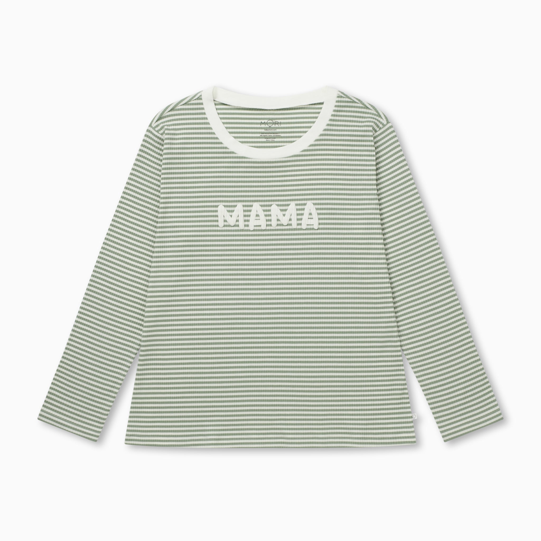 MatchingFamilyRibbedSageStripePyjamas_MamaTop