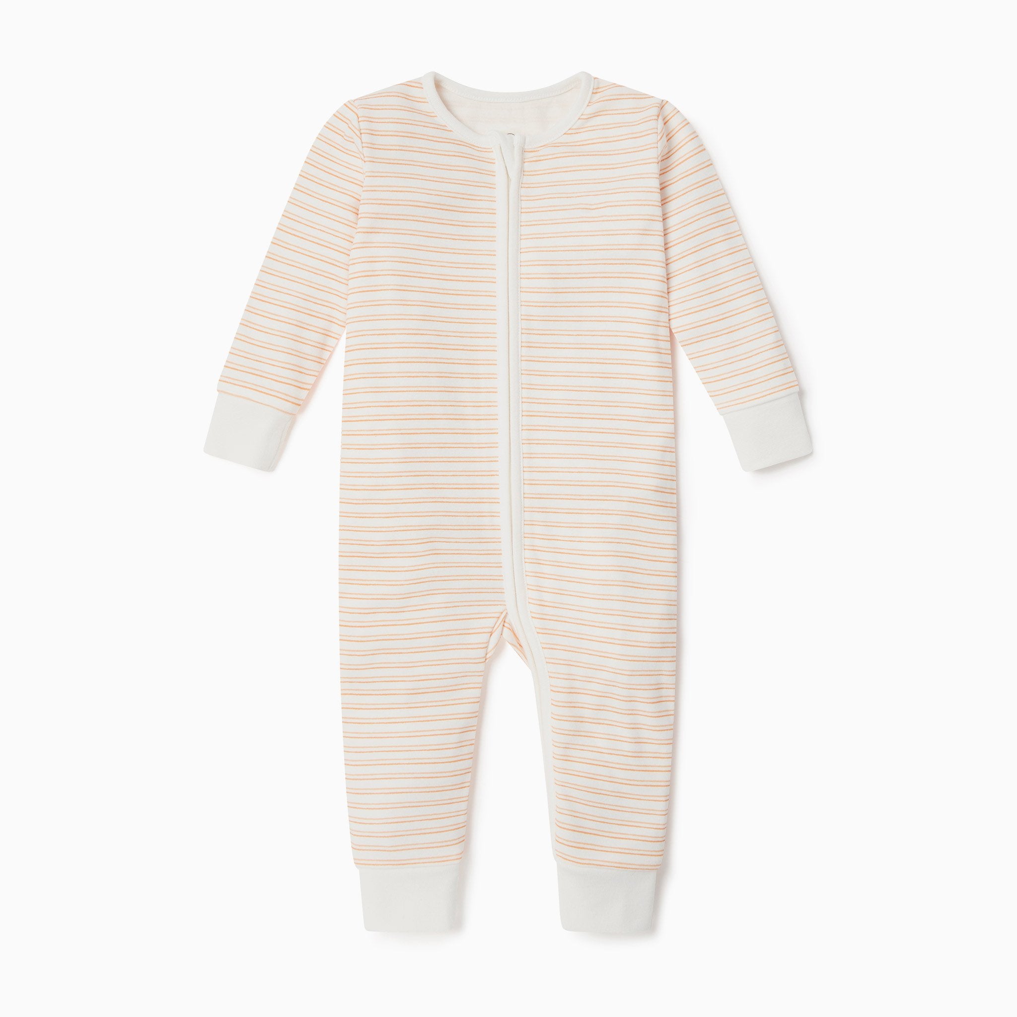 Orange_Stripe_2_way_zip_Sleepsuit_footless_Front