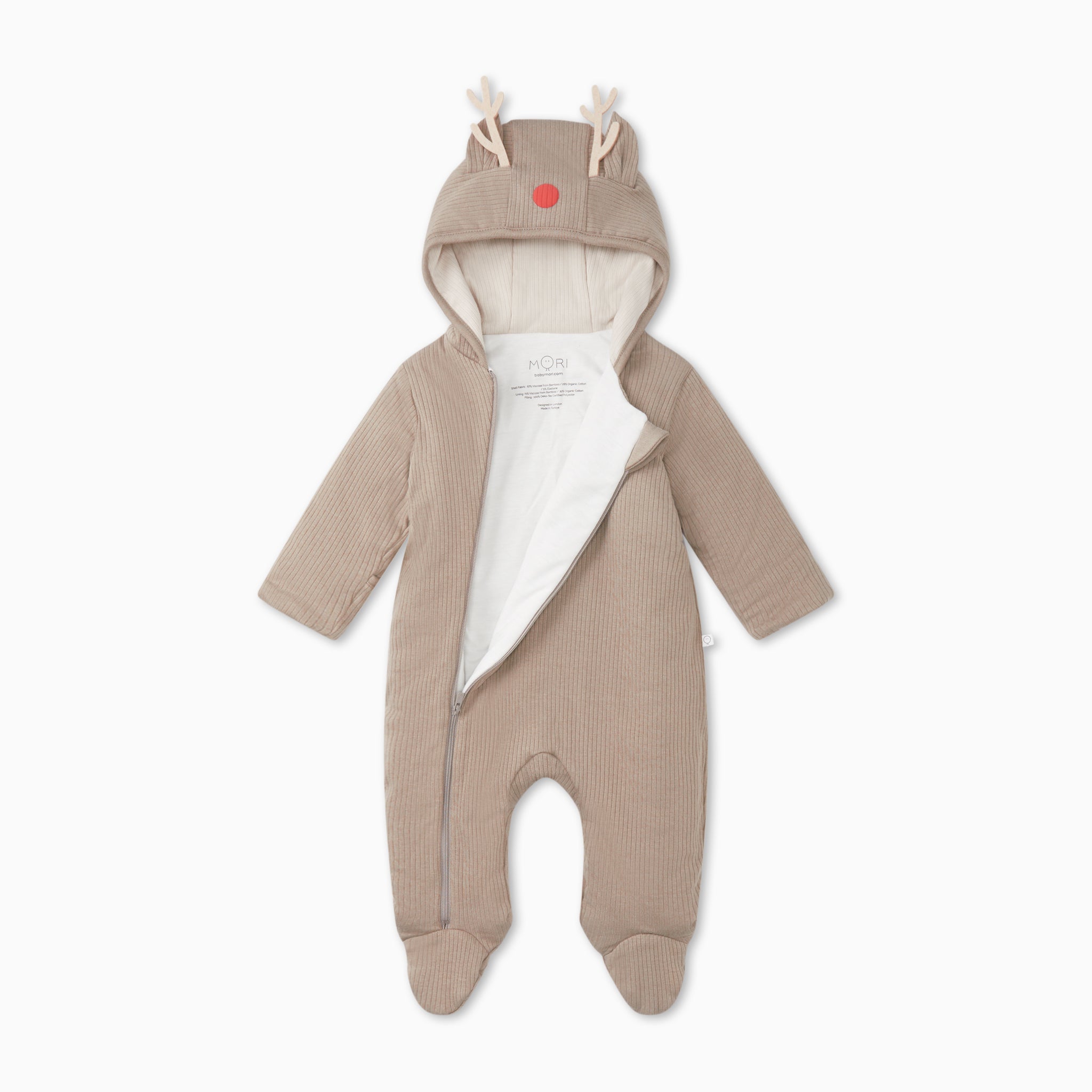 ReindeerRibbedPramsuit_Footed_Frontopen